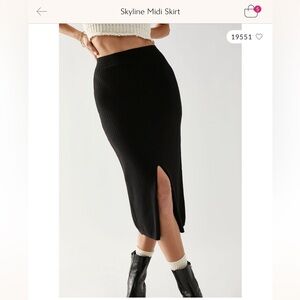 Free people skyline ribbed Midi Skirt with Slit